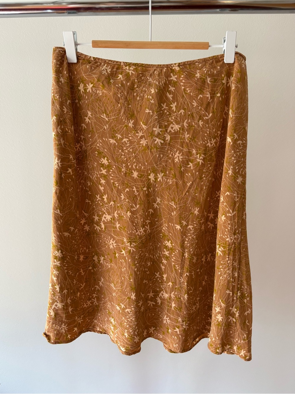 DKNY Brown Floral A-Line Skirt
